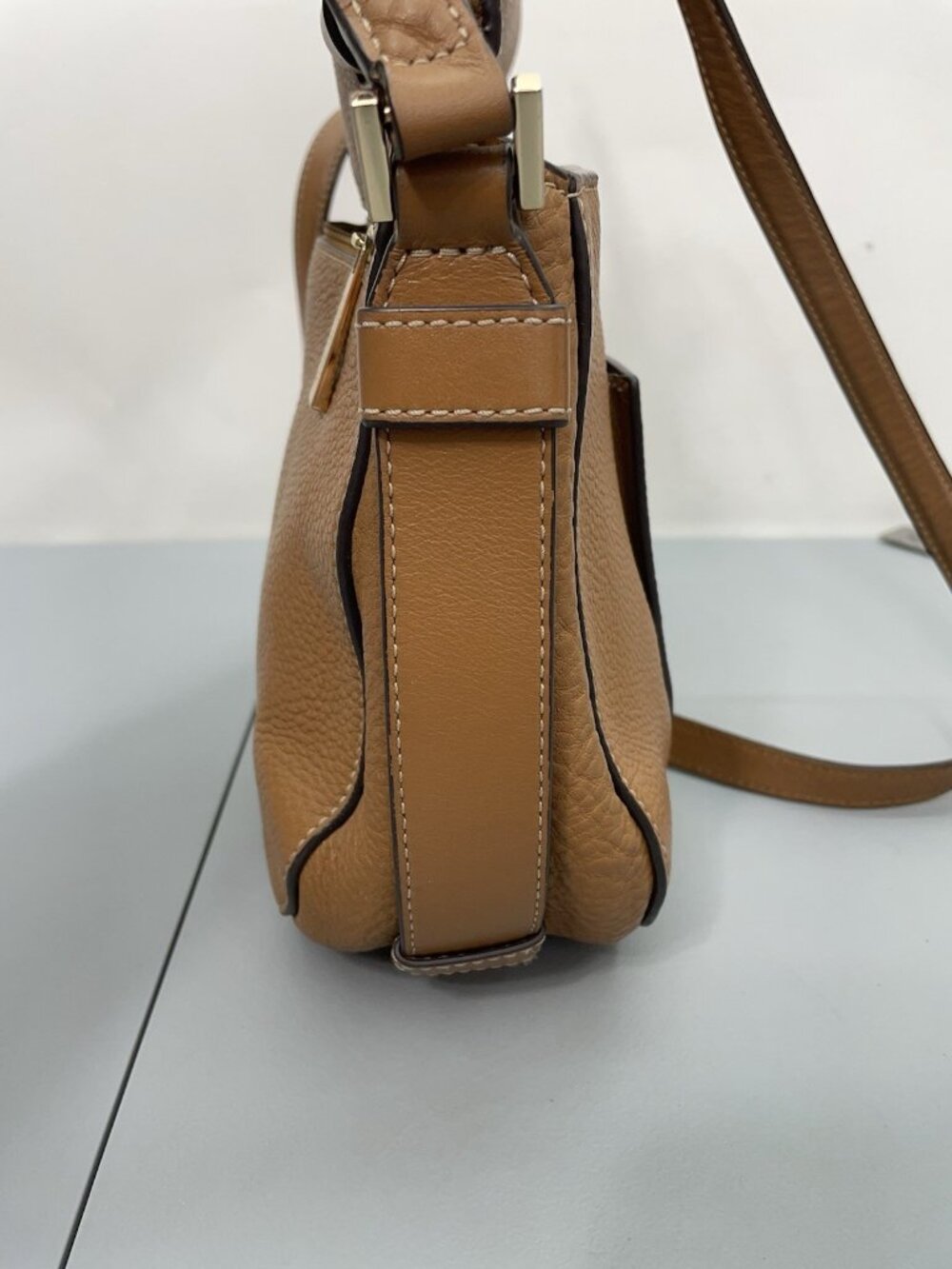 Michael Kors Romy Leather Crossbody Bag Saddle Messenger Pebbled‎ Leather Brown - Picture 12 of 16